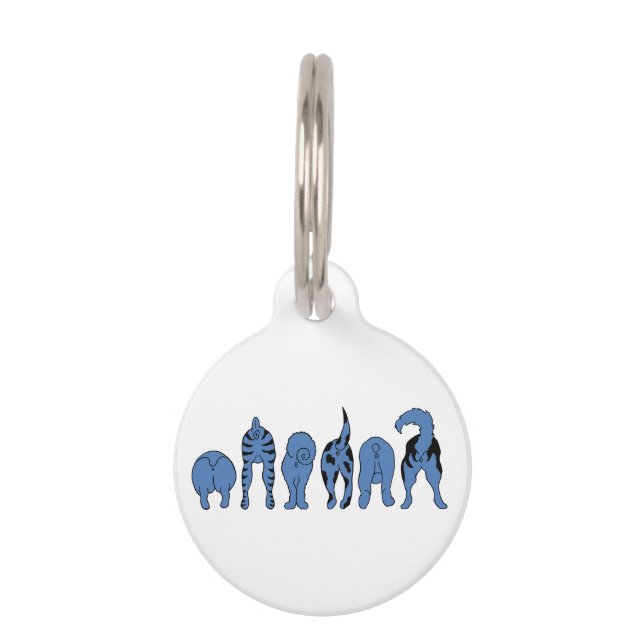 Blue Dog Butts Pet Tag (Front)