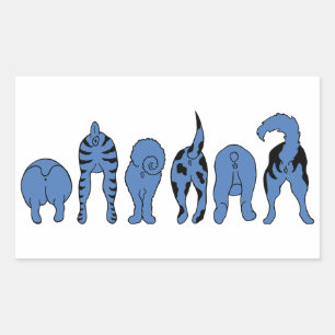Blue Dog Butts Rectangular Sticker