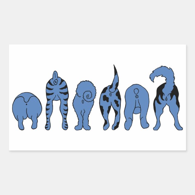 Blue Dog Butts Rectangular Sticker (Front)