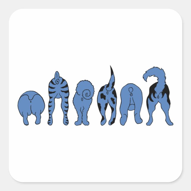 Blue Dog Butts Square Sticker (Front)