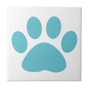 Blue Dog Cat Paw Print Ceramic Tile