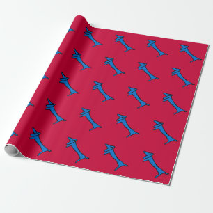 Blue Dog Christmas Wrap Wrapping Paper