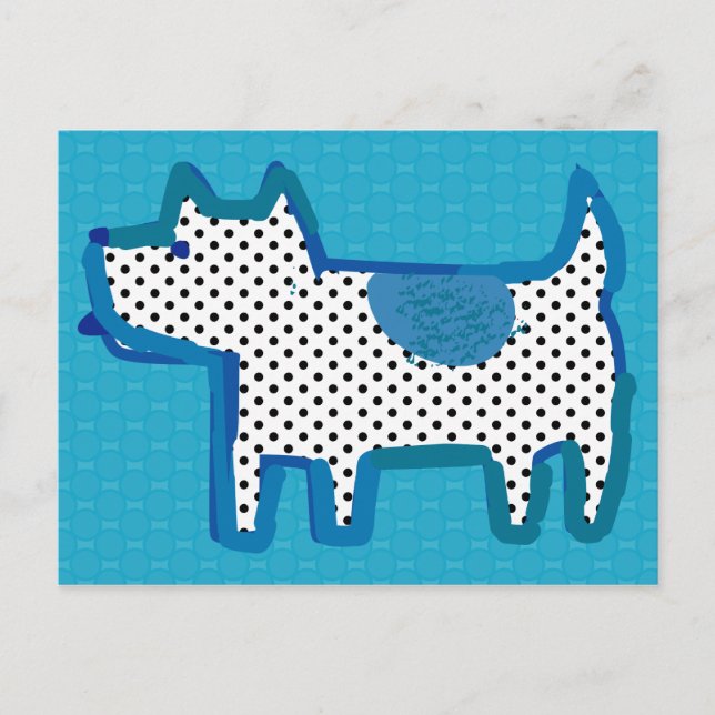 'blue dog' digital painting Postcard (Front)