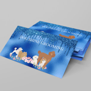 Blue Dog Grooming Glitter Pet Services  Business Card
