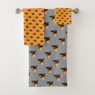 Blue Dog Kisses Grey + Orange Bath Towel Set