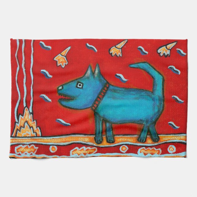 Blue Dog Kitchen Towel (Horizontal)