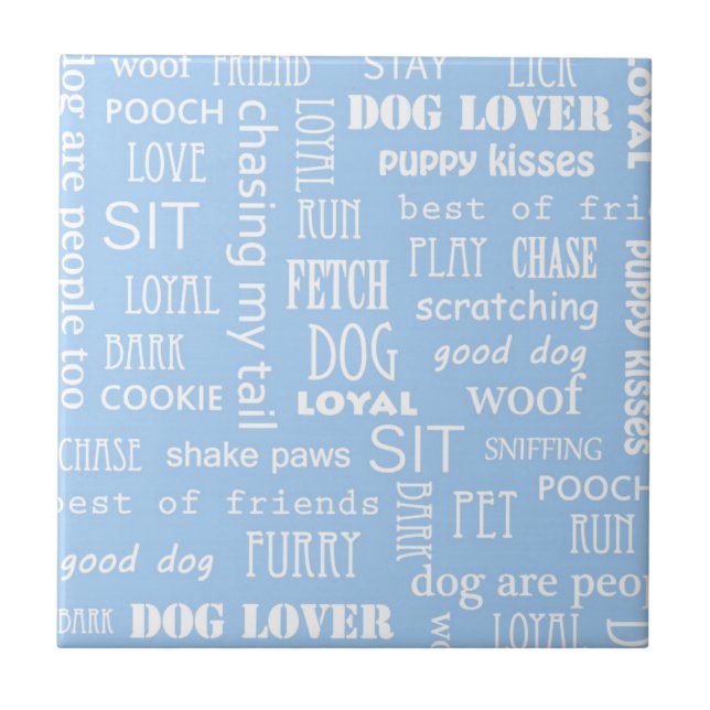 Blue Dog Lover Sayings Tile (Front)