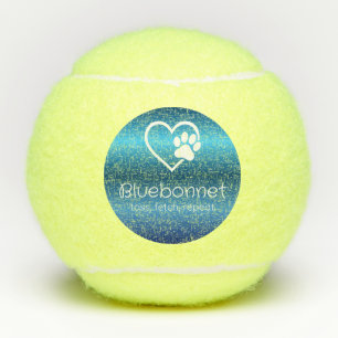 Blue Dog Name Tennis Ball 'toss, fetch, repeat'