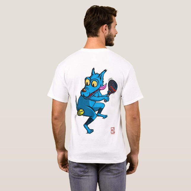 Blue dog padel player T-Shirt (Back Full)