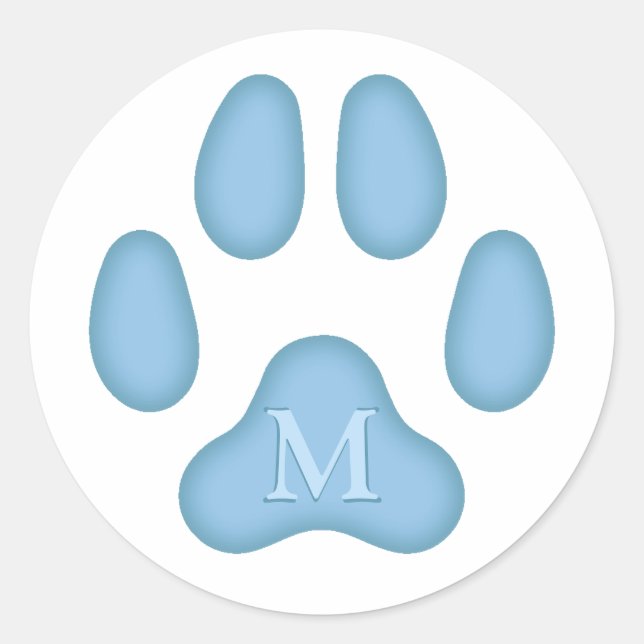 Blue Dog Paw Print Personalised Pet Monogram Seal (Front)