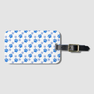 Blue Dog Paw Print Simple Animal Lover Puppies Luggage Tag