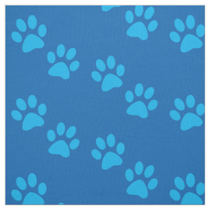 Blue Dog Paw Prints Fabric