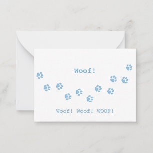 Blue Dog Paw Prints Pet Owner's Cute Personalised Card