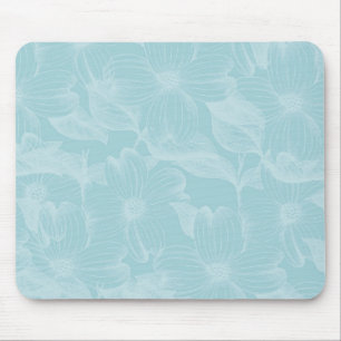Blue Dogwood Floral Mouse Pad