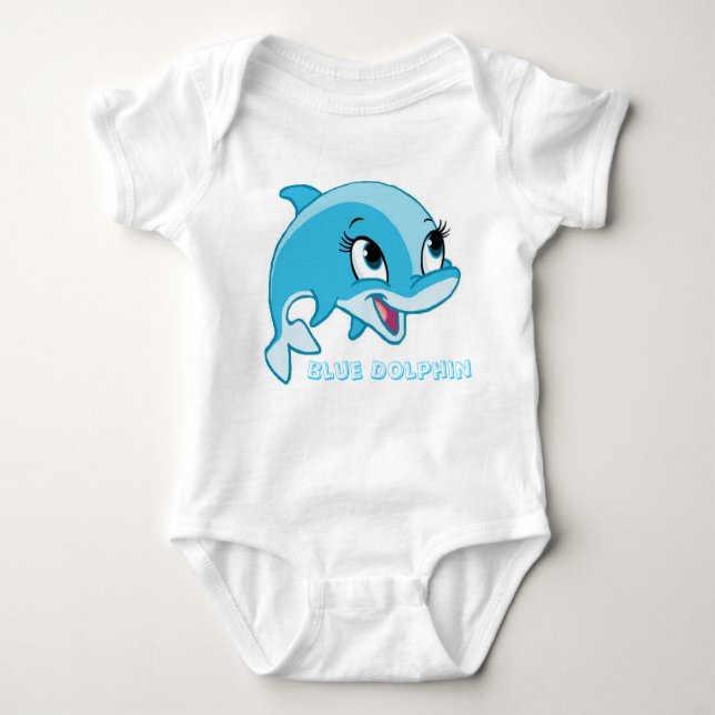 blue dolphin baby bodysuit (Front)