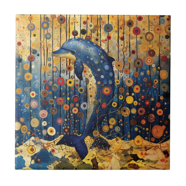 Blue Dolphin  Ceramic Tile (Front)