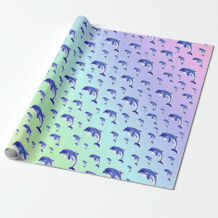 blue,dolphin, fish, nature, aquatic, design, beaut wrapping paper
