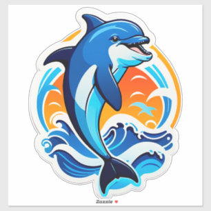 Blue Dolphin Jumping Over Ocean Waves