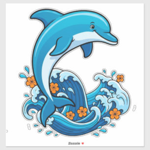 Blue Dolphin Jumping Over Ocean Waves