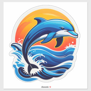 Blue Dolphin Jumping Over Ocean Waves