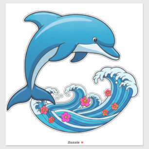 Blue Dolphin Jumping Over Ocean Waves