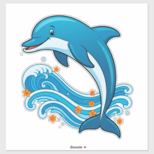 Blue Dolphin Jumping Over Ocean Waves