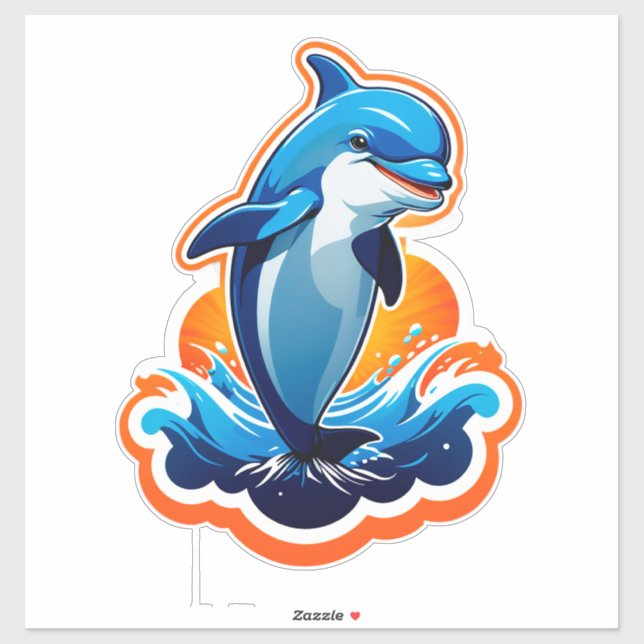 Blue Dolphin Jumping Over Ocean Waves (Sheet)