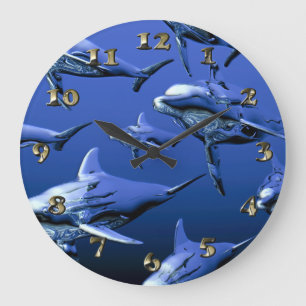 Blue Dolphin Large Clock