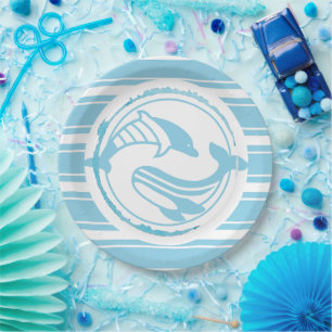 Blue Dolphin Paper Plate
