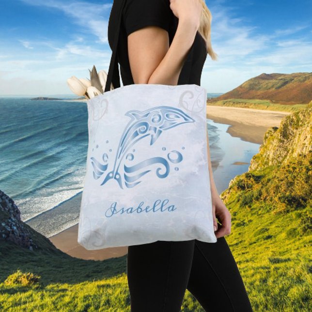 Blue Dolphin Personalised Tote Bag (Blue Dolphin Personalized Tote Bag)