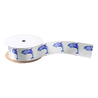 Blue Dolphin Ribbon Satin Ribbon