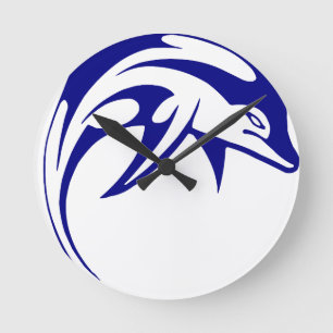 Blue Dolphin Round Clock