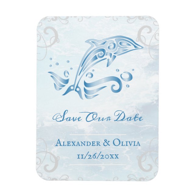 Blue Dolphin Save The Date Magnet (Vertical)