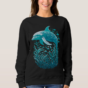 Blue Dolphin Under The Sea Art Sweatshirt