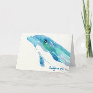 Blue Dolphin Watercolor Note Card