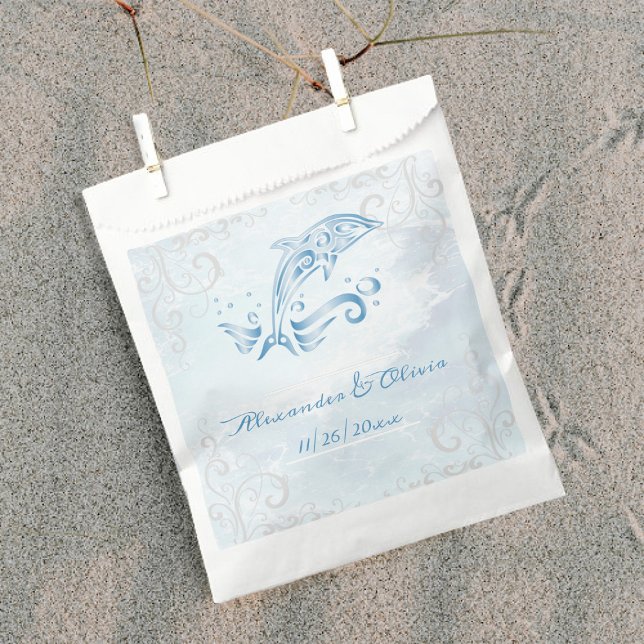 Blue Dolphin Wedding Favour Bags (Blue Dolphin Wedding Favor Bags)