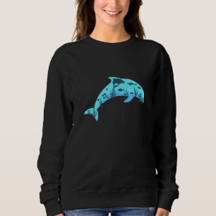 Blue Dolphin With Fish Inside - Football Sweatshirt