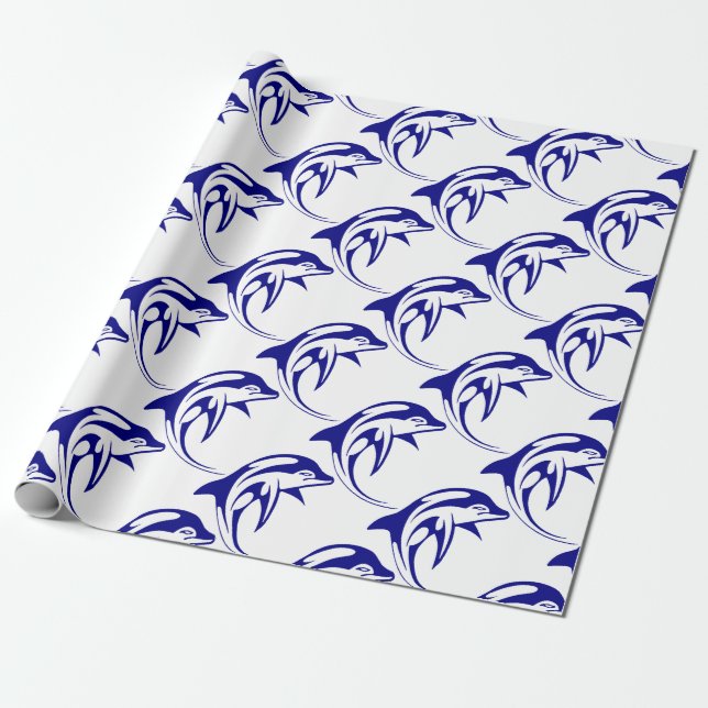 Blue Dolphin Wrapping Paper (Unrolled)