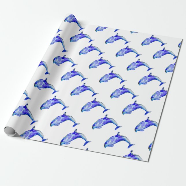 Blue Dolphin Wrapping Paper (Unrolled)