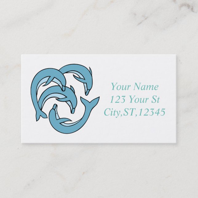 Blue Dolphins circling Thunder_Cove Business Card (Front)