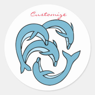 Blue Dolphins circling Thunder_Cove Classic Round Sticker