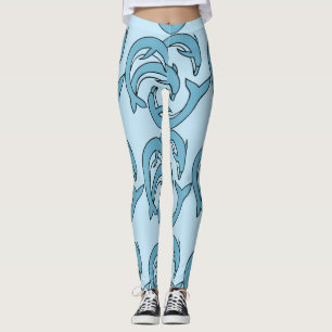 Blue Dolphins circling Thunder_Cove Leggings