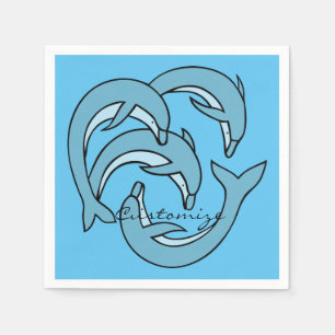 Blue Dolphins circling Thunder_Cove Napkin