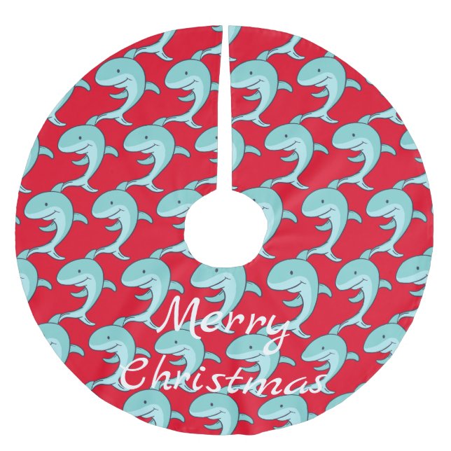 Blue Dolphins Leaping Thunder_Cove Brushed Polyester Tree Skirt (Front)