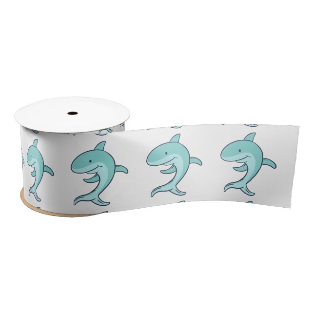 Blue Dolphins Leaping Thunder_Cove Satin Ribbon (Spool)