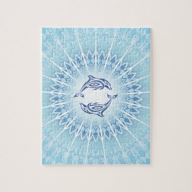 Blue Dolphins Mandala Jigsaw Puzzle (Vertical)