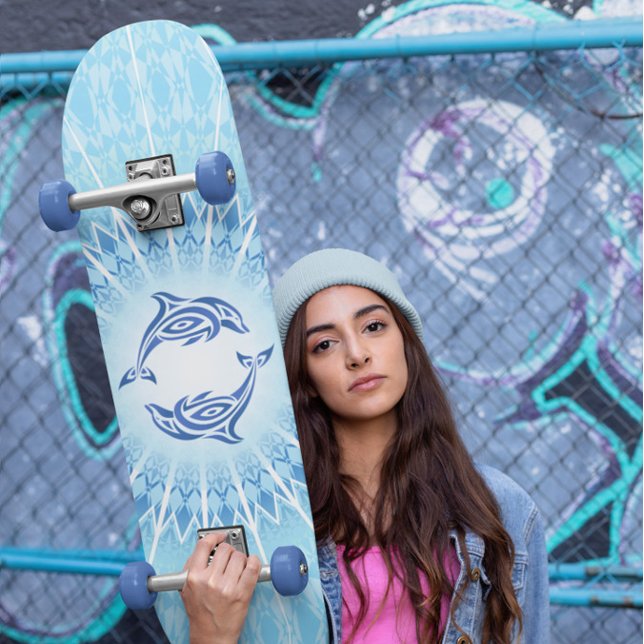 Blue Dolphins Mandala Maritime Skateboard (Creator Uploaded)