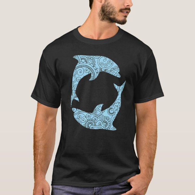Blue Dolphins Mandala Top Summer Ocean Vibes Graph (Front)