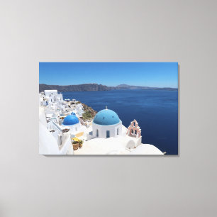 Blue Dome Church in Santorini, Greece Canvas Print