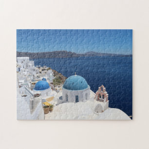 Blue dome Church in Santorini Jigsaw Puzzle